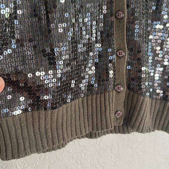 Vintage Fossil Olive Green Vest Button Up Sequin Festival Boho Indie Summer Fall - Picture 3 of 8